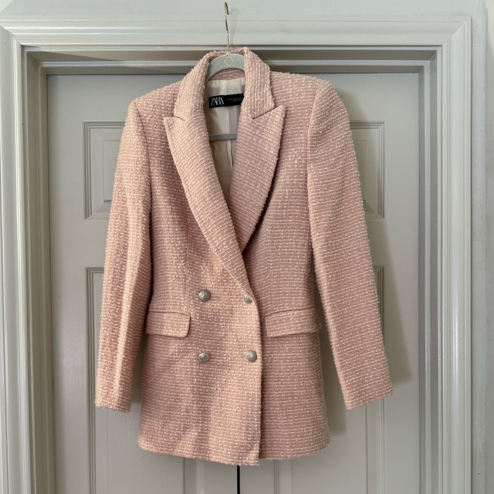 Zara Women's Blush Double-Breasted Blazer